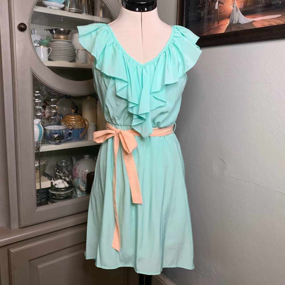 Alya ruffles blue sleeveless dress NWT